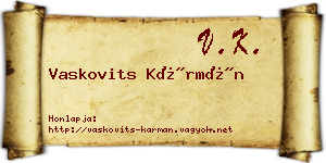 Vaskovits Kármán névjegykártya